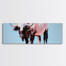 Bull art, black and white painting, rustic decor, western art, cowboy painting, above couch art, minimalist art, canvas print