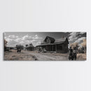 Western Town, Cowboy Art, Old West Wall Art, Rustic Wall Art, Farmhouse Decor, Historical Landscape Art, Panoramic Art, Canvas Print