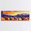 Vibrant Elk Painting, Sunset Mountain Art, Southwest Wall Art, Bold Color Art, Pink Orange Wall Art, Framed Canvas Print, Boho Art