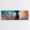 Black cowgirl painting, western decor, wildflower painting, boho art, extra wide art, framed canvas print, rustic decor, poppy wall art