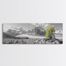 Mountain scene, mountain painting, landscape painting, wabi sabi art, nature art, minimalist art, framed canvas print, extra wide art