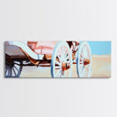 Western Carriage, vintage horse art, rustic wall art, extra wide art, above couch art, cowboy painting, framed canvas print