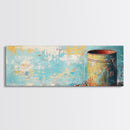 Rustic Tin, wabi sabi art, rustic wall art, teal wall art, farmhouse art, kitchen decor, Framed Canvas Print, above sofa art