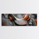 Leather Saddle, Vintage Horse Art, Rustic Wall Art, Horse Wall Art, Southwest Wall Art, Extra Wide Art, Framed Canvas Print, Boho Art