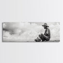 Man On Beach, Wabi Sabi Art, Framed Canvas Print, Coastal Landscape Art, Moody Art, Rustic Decor, Above Sofa Art, Minimalist Wall Art
