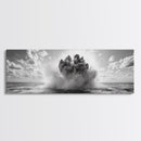 Explosion, dramatic seascape, moody art, panoramic art, extra wide art, coastal wall art, framed canvas print, ocean painting, nautical decor