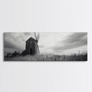 Rustic Windmill, panoramic art, farmhouse art, extra wide wall art, windmill wall art, landscape painting, framed canvas print