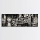 Western Saloon, rustic wall art, extra wide art, panoramic art, farmhouse art, bar decor, moody art, framed canvas print, above sofa art