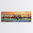 Barbed Wire Sunset, rustic wall art, southwest wall art, vibrant painting, western decor, long narrow wall art, framed canvas print