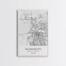 Sacramento Street Map, California Map, City Map Art, Minimalist Art, Wall Art, Canvas Print, Girls Room Art, Gift For Women, Travel Décor