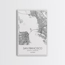 San Francisco Street Map, California Map, City Map Print, Minimalist Art, Wall Art, Canvas Print, Family Room Décor, Gift For Travelers