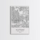 Scottsdale Street Map, Arizona Map, City Map Print, Minimalist Art, Wall Art, Canvas Print, Home Office Art, Gift For Her, Travel Wall Print