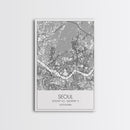 Seoul Street Map, South Korea Map, Asia City Map Print, Minimalist Art, Wall Art, Canvas Print, Travel Gift For Women, Travel Wall Décor