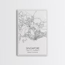 Singapore Street Map, Singapore Map, Asia City Map Print, Minimalist Art, Wall Art, Canvas Print, Room Decor, Travel Wall Art, Gift For Him