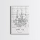 Sioux Falls Street Map, South Dakota Map, City Map Print, Minimalist Art, Wall Art, Canvas Print, Dorm Room Décor, Gifts For Her