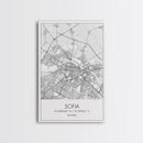 Sofia Street Map, Bulgaria Map, City Map Print, Minimalist Art, Wall Art, Canvas Print, Home Office Wall Art, Friend Gift, Travel Print
