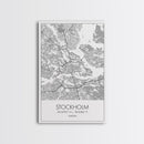 Stockholm Street Map, Sweden Map, Europe City Map Print, Modern Wall Art, Wall Art, Canvas Print, Dorm Room Décor, Wedding Gifts, Travel Art