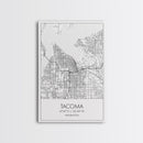 Tacoma Street Map, Washington Map, City Map Print, Modern Wall Art, Wall Art, Canvas Print, Wall Hanging, Housewarming Gift, Travel Art