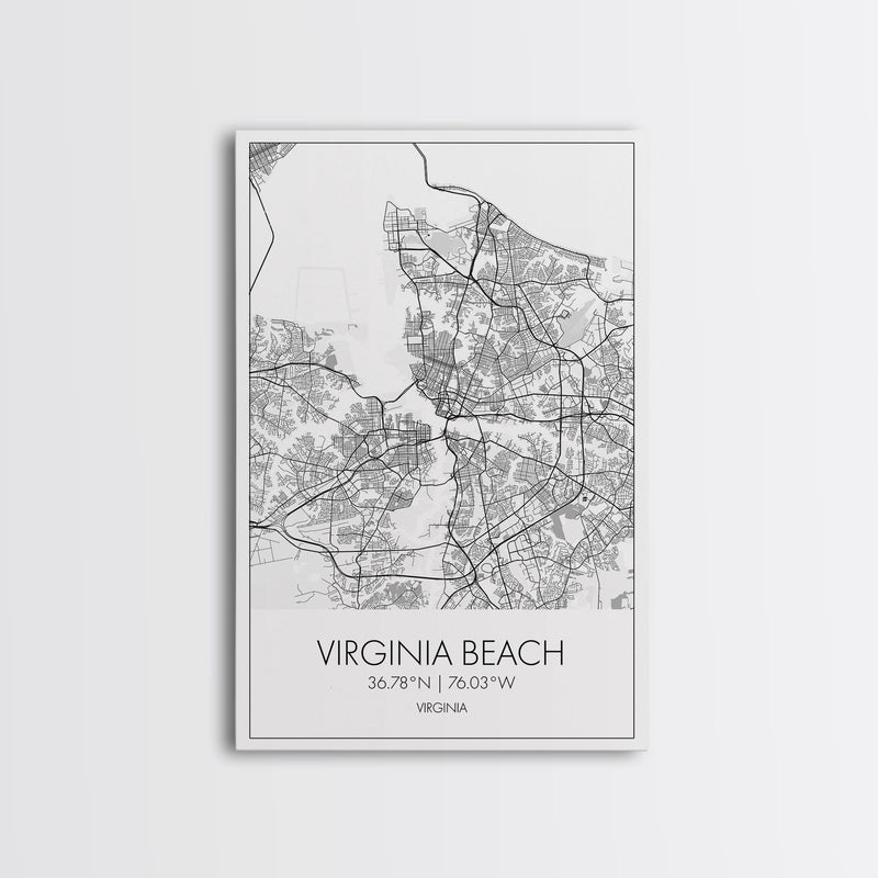 Virginia Beach Street Map, Virginia Map, City Map Print, Modern Wall Art, Wall Art, Canvas Print, Home Wall DÃ©cor Art, Moving Away Gift