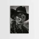 Intense Black and White Portrait of a Female Cowboy for Western Wall Art, Canvas Prints, Rustic Home Decor, Living Room Art, Bedroom Art