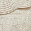 3 Pc Antimicrobial Cream Reversible Scalloped Edge Quilt Set