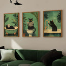 GobekUsa 3-Piece Black Cat Bathroom Wall Art