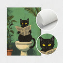 GobekUsa 3-Piece Black Cat Bathroom Wall Art