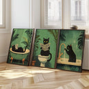 GobekUsa 3-Piece Black Cat Bathroom Wall Art