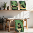 GobekUsa 3-Piece Black Cat Bathroom Wall Art