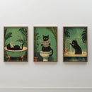 GobekUsa 3-Piece Black Cat Bathroom Wall Art