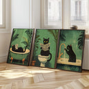 GobekUsa 3-Piece Black Cat Bathroom Wall Art