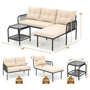 3-Piece L Shaped Patio Furniture Set PE Rattan Sectional Sofas-Beige by LJGDeals