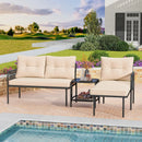 3-Piece L Shaped Patio Furniture Set PE Rattan Sectional Sofas-Beige by LJGDeals