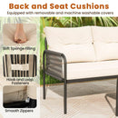 3-Piece L Shaped Patio Furniture Set PE Rattan Sectional Sofas-Beige by LJGDeals