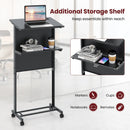 3-Position Height Adjustable Lectern Table with Tilted Tabletop-Black by LJGDeals