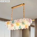 GobekUsa 3-Tier Stained Glass Billiard Light - Modern Island Chandelier (14 Lights) for Hotel and Restaurant