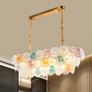 GobekUsa 3-Tier Stained Glass Billiard Light - Modern Island Chandelier (14 Lights) for Hotel and Restaurant
