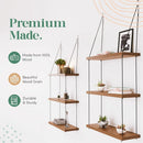 GobekUsa 3-Tier Wooden Floating Shelf for Boho Decor
