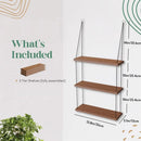 GobekUsa 3-Tier Wooden Floating Shelf for Boho Decor