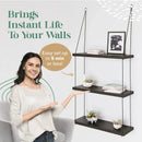GobekUsa 3-Tier Wooden Floating Shelf for Boho Decor