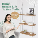 GobekUsa 3-Tier Wooden Floating Shelf for Boho Decor