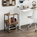 3-Tier Industrial Side Table with V-shaped Bookshelf for Living Room-Rustic Brown by LJGDeals