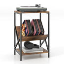 3-Tier Industrial Side Table with V-shaped Bookshelf for Living Room-Rustic Brown by LJGDeals