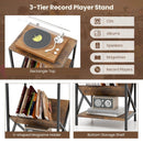 3-Tier Industrial Side Table with V-shaped Bookshelf for Living Room-Rustic Brown by LJGDeals