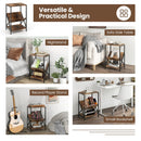 3-Tier Industrial Side Table with V-shaped Bookshelf for Living Room-Rustic Brown by LJGDeals