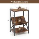 3-Tier Industrial Side Table with V-shaped Bookshelf for Living Room-Rustic Brown by LJGDeals