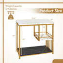 3-Tier Multi-function Marble End Table with Storage Shelf-Golden by LJGDeals