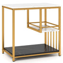 3-Tier Multi-function Marble End Table with Storage Shelf-Golden by LJGDeals