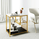 3-Tier Multi-function Marble End Table with Storage Shelf-Golden by LJGDeals