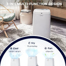 12000BTU 3-in-1 Portable Air Conditioner with Remote-White by LJGDeals